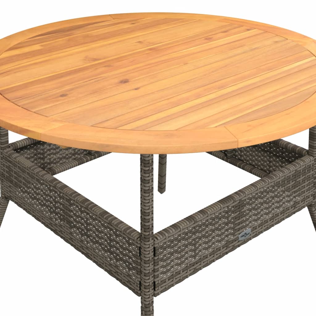 vidaXL Garden Table with Acacia Wood Top Grey Ø110x71 cm Poly Rattan