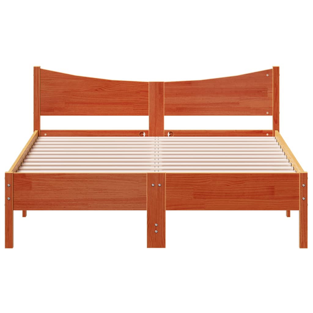 vidaXL Bed Frame without Mattress Wax Brown 140x190 cm Solid Wood Pine