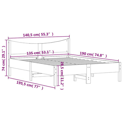 vidaXL Bed Frame without Mattress 135x190 cm Double Solid Wood Pine