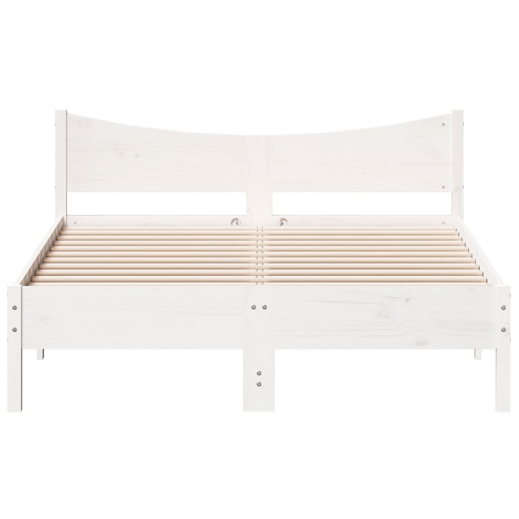 vidaXL Bed Frame without Mattress White 135x190 cm Double Solid Wood Pine