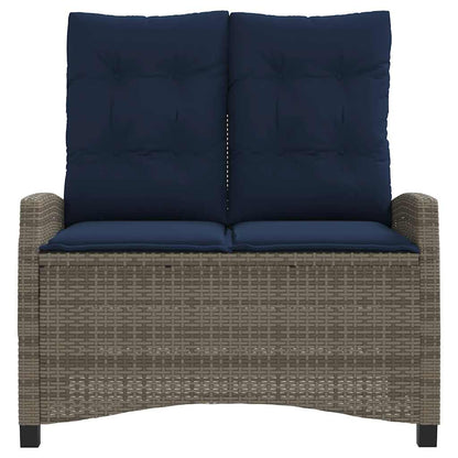 vidaXL Reclining Garden Bench with Cushions Grey Poly Rattan