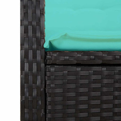 vidaXL Reclining Garden Bench with Cushions Black Poly Rattan
