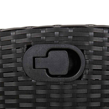 vidaXL Reclining Garden Bench with Cushions Black Poly Rattan