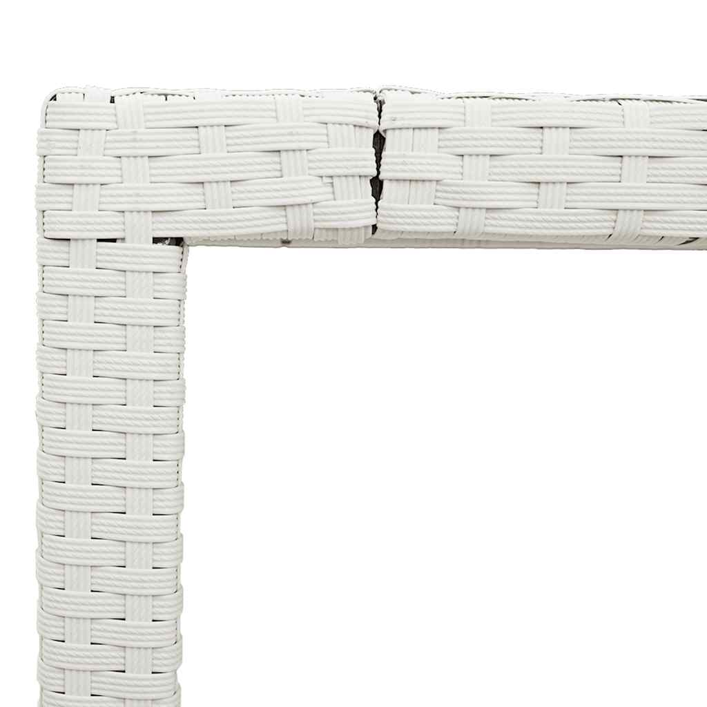 vidaXL Garden Table with Glass Top White 90x90x75 cm Poly Rattan