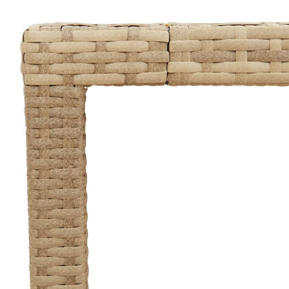 vidaXL Garden Table Beige 90x90x75 cm Poly Rattan Acacia Wood