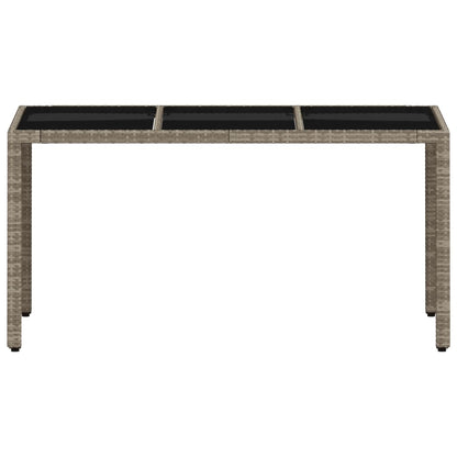vidaXL Garden Table with Glass Top Light Grey 150x90x75 cm Poly Rattan