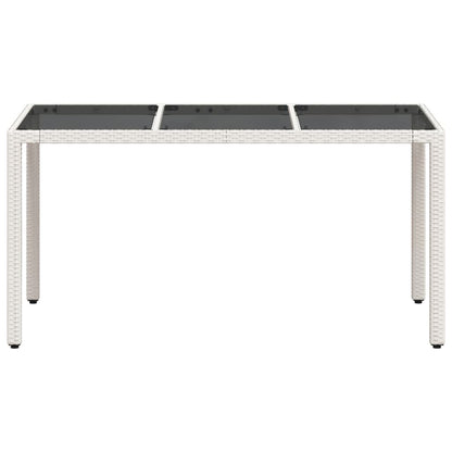 vidaXL Garden Table with Glass Top White 150x90x75 cm Poly Rattan