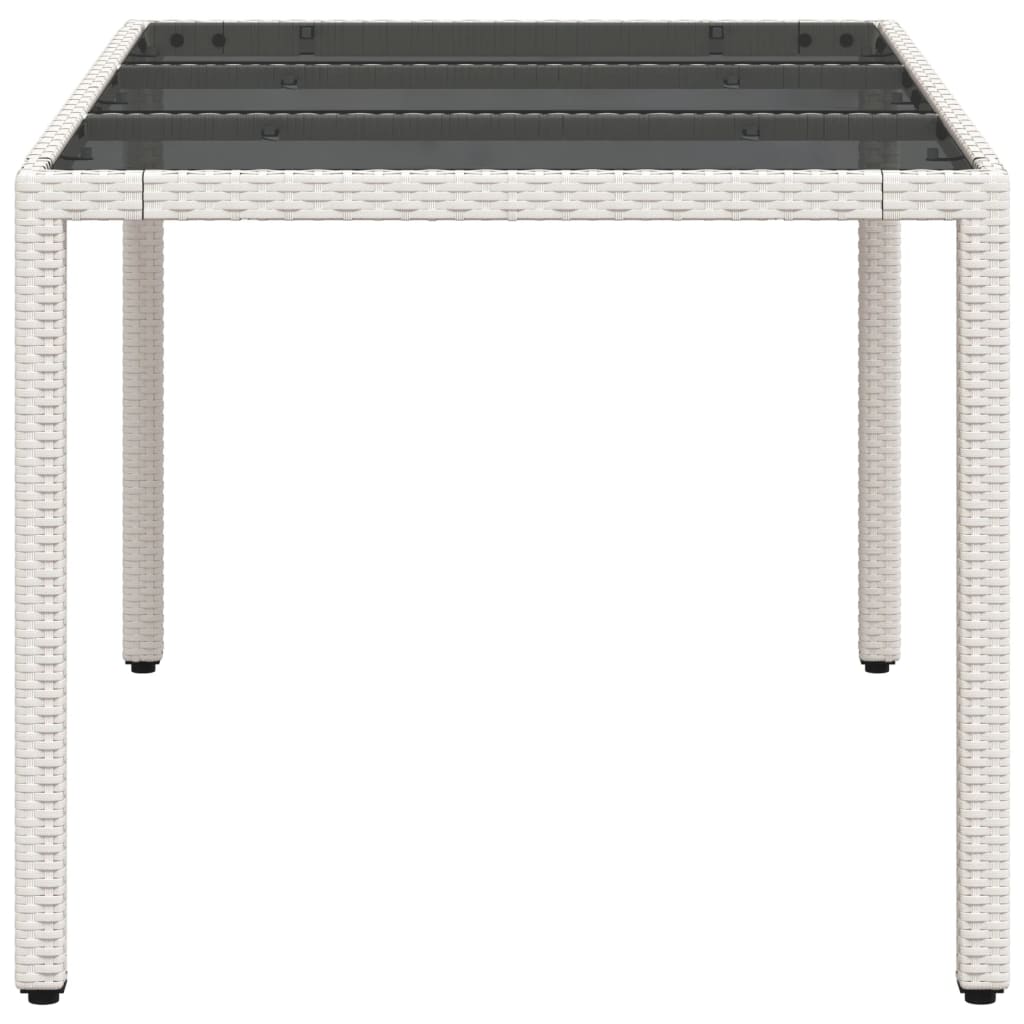 vidaXL Garden Table with Glass Top White 150x90x75 cm Poly Rattan