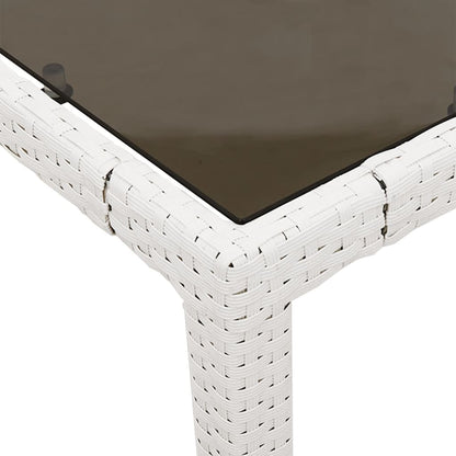 vidaXL Garden Table with Glass Top White 150x90x75 cm Poly Rattan