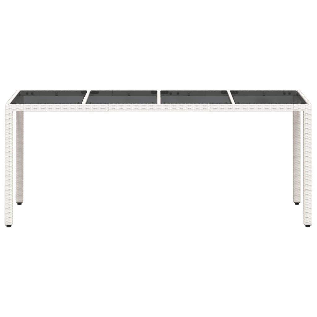 vidaXL Garden Table with Glass Top White 190x90x75 cm Poly Rattan