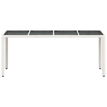 vidaXL Garden Table with Glass Top White 190x90x75 cm Poly Rattan