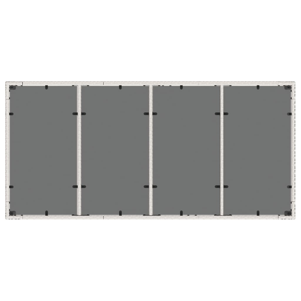 vidaXL Garden Table with Glass Top White 190x90x75 cm Poly Rattan