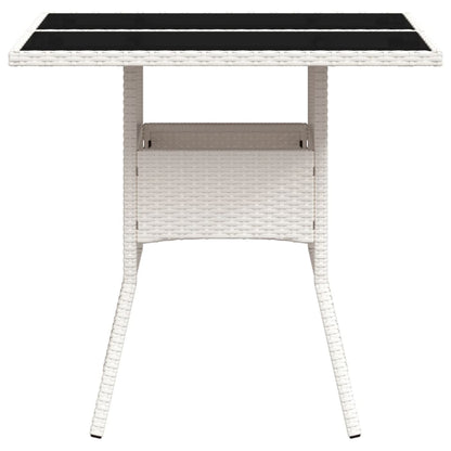 vidaXL Garden Table with Glass Top White 80x80x75 cm Poly Rattan