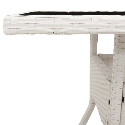 vidaXL Garden Table with Glass Top White 80x80x75 cm Poly Rattan