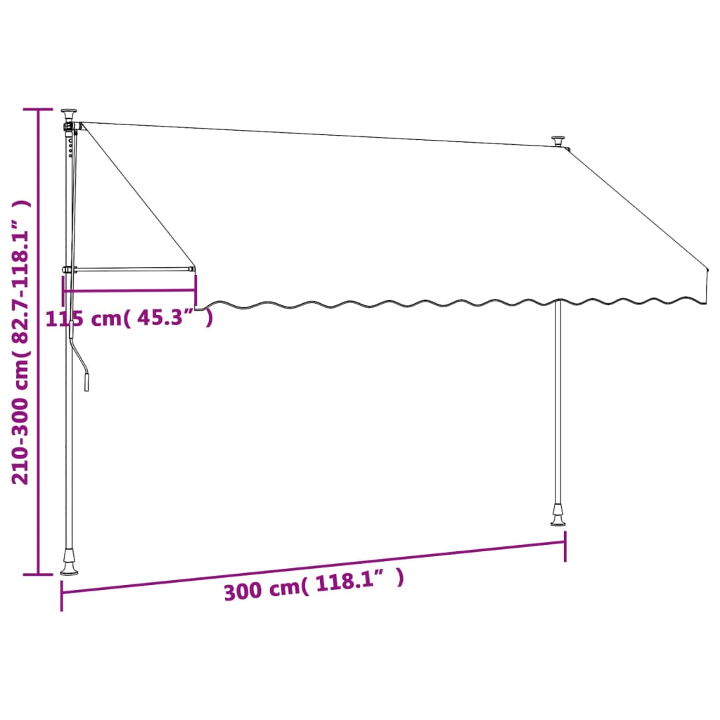 vidaXL Retractable Awning Cream 300x150 cm Fabric and Steel