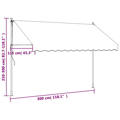 vidaXL Retractable Awning Cream 300x150 cm Fabric and Steel