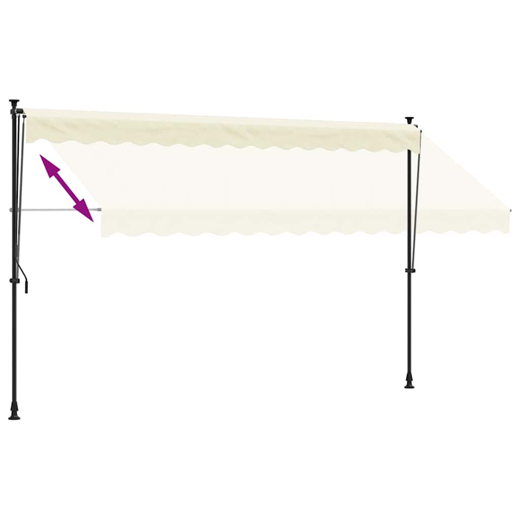 vidaXL Retractable Awning Cream 350x150 cm Fabric and Steel