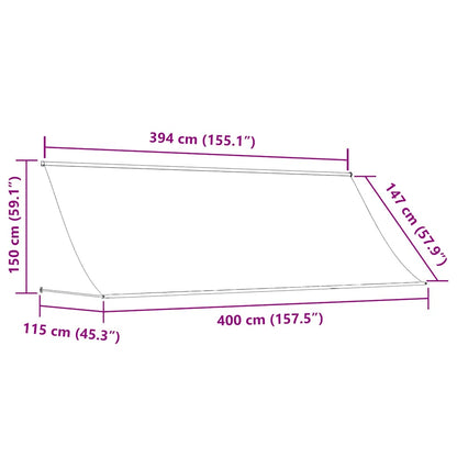 vidaXL Retractable Awning Cream 400x150 cm Fabric and Steel