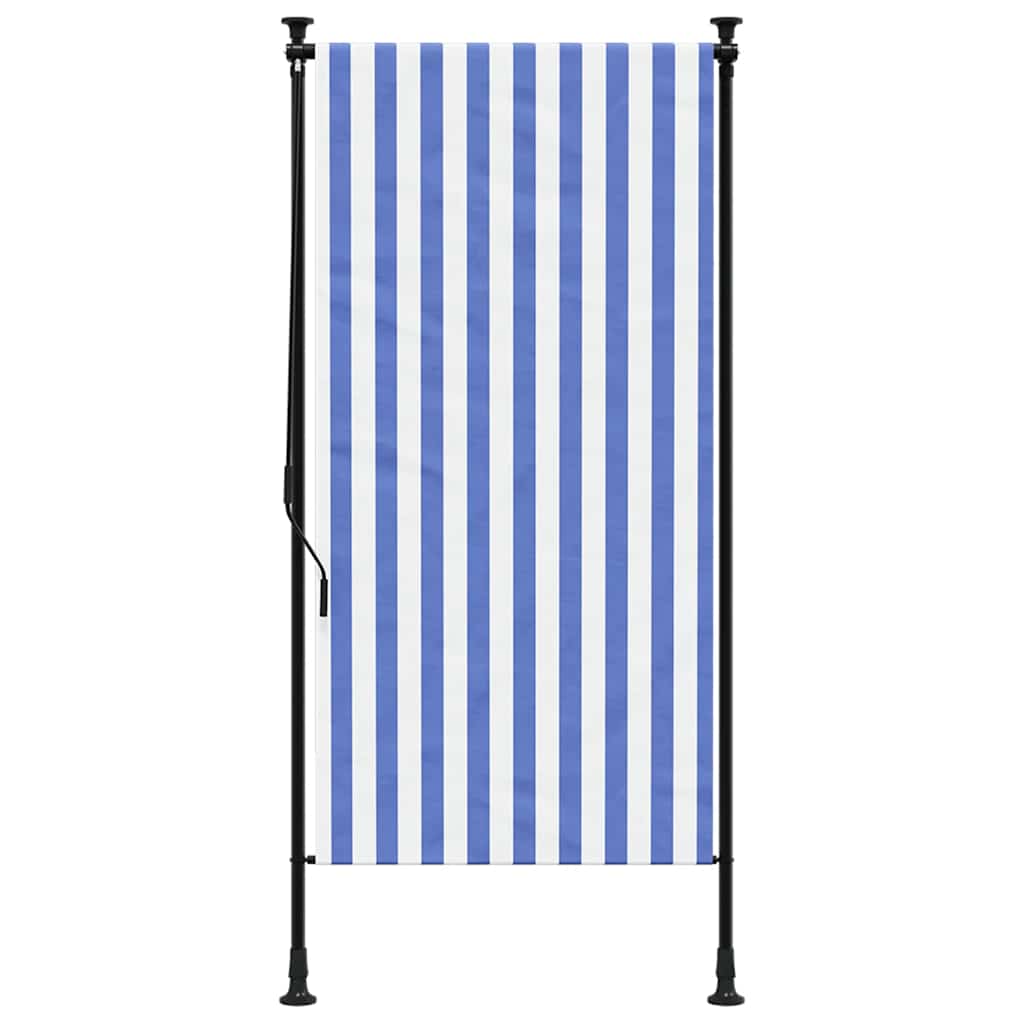 vidaXL Outdoor Roller Blind Blue and White 100x270 cm Fabric&Steel