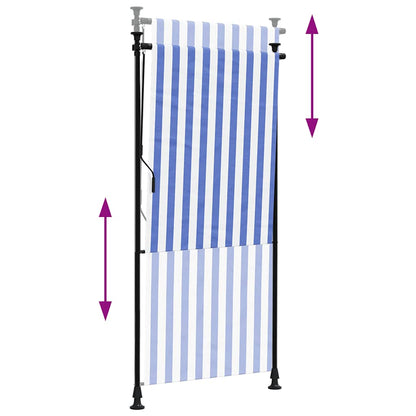 vidaXL Outdoor Roller Blind Blue and White 100x270 cm Fabric&Steel