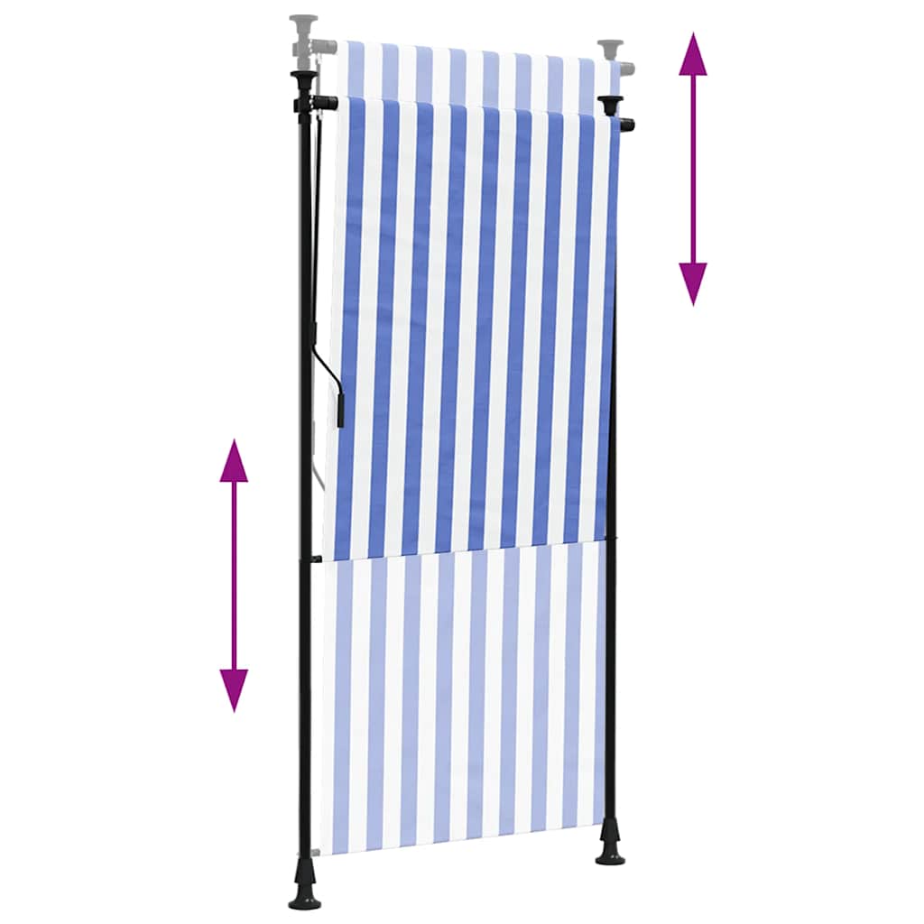 vidaXL Outdoor Roller Blind Blue and White 100x270 cm Fabric&Steel