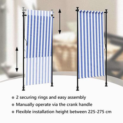 vidaXL Outdoor Roller Blind Blue and White 100x270 cm Fabric&Steel