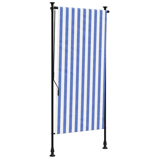 vidaXL Outdoor Roller Blind Blue and White 120x270 cm Fabric&Steel