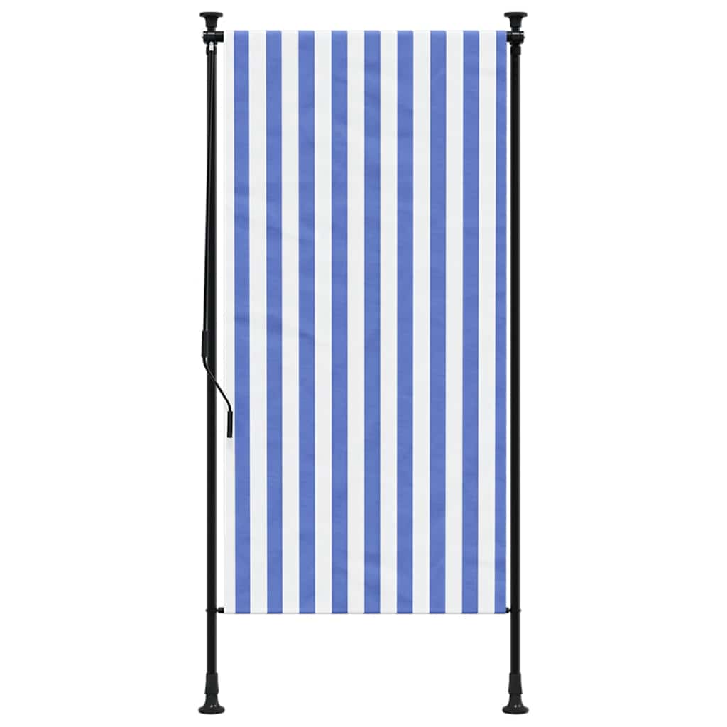 vidaXL Outdoor Roller Blind Blue and White 120x270 cm Fabric&Steel