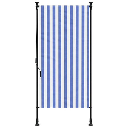 vidaXL Outdoor Roller Blind Blue and White 120x270 cm Fabric&Steel