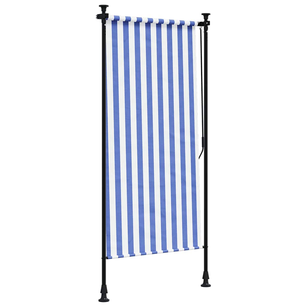 vidaXL Outdoor Roller Blind Blue and White 120x270 cm Fabric&Steel