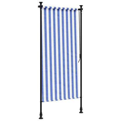 vidaXL Outdoor Roller Blind Blue and White 120x270 cm Fabric&Steel