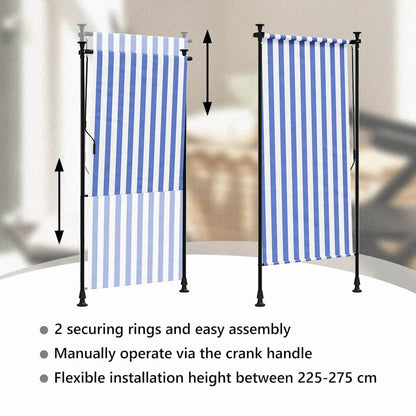 vidaXL Outdoor Roller Blind Blue and White 120x270 cm Fabric&Steel