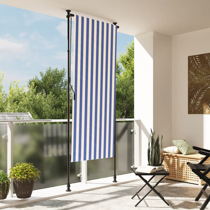 vidaXL Outdoor Roller Blind Blue and White 120x270 cm Fabric&Steel