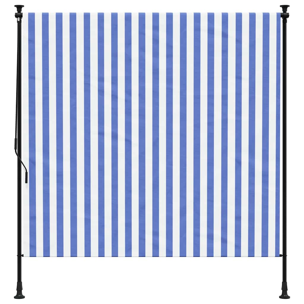 vidaXL Outdoor Roller Blind Blue and White 150x270 cm Fabric&Steel