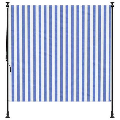vidaXL Outdoor Roller Blind Blue and White 150x270 cm Fabric&Steel