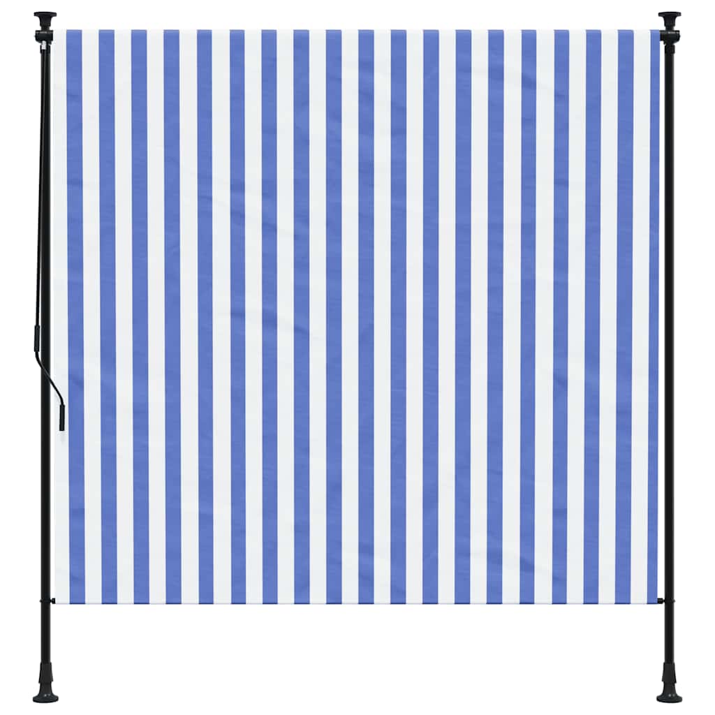 vidaXL Outdoor Roller Blind Blue and White 200x270 cm Fabric&Steel