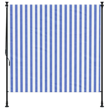 vidaXL Outdoor Roller Blind Blue and White 200x270 cm Fabric&Steel