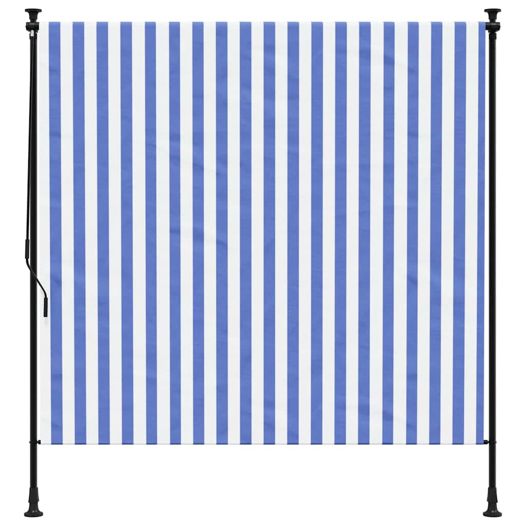 vidaXL Outdoor Roller Blind Blue and White 200x270 cm Fabric&Steel
