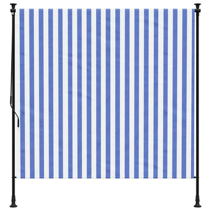 vidaXL Outdoor Roller Blind Blue and White 200x270 cm Fabric&Steel