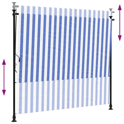 vidaXL Outdoor Roller Blind Blue and White 200x270 cm Fabric&Steel
