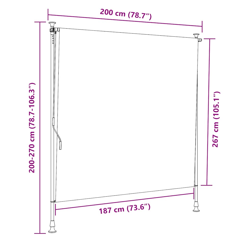vidaXL Outdoor Roller Blind Blue and White 200x270 cm Fabric&Steel