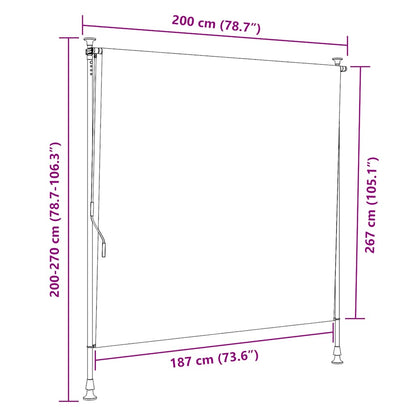 vidaXL Outdoor Roller Blind Blue and White 200x270 cm Fabric&Steel