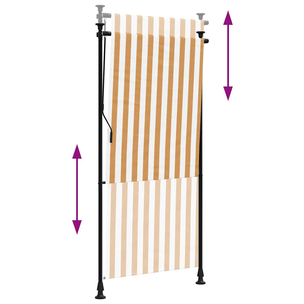 vidaXL Outdoor Roller Blind Orange and White 100x270 cm Fabric&Steel