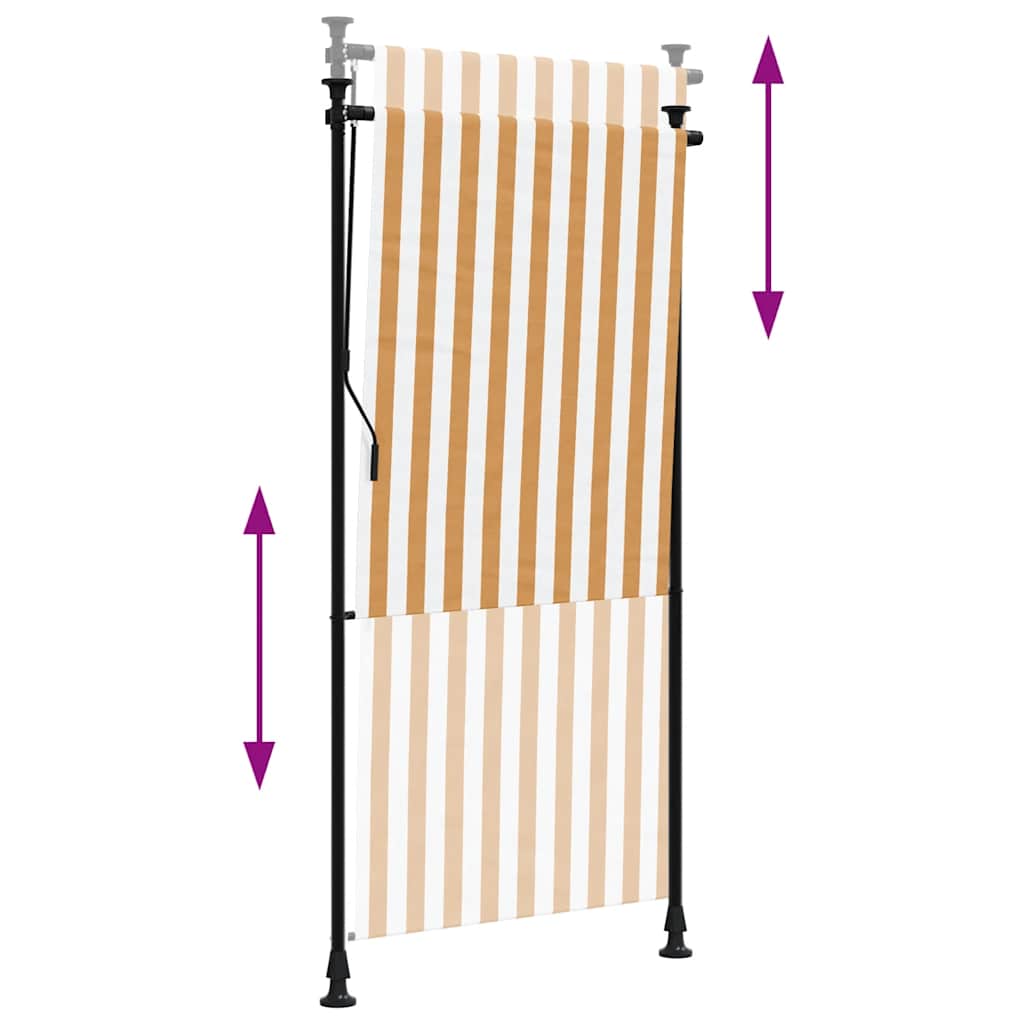 vidaXL Outdoor Roller Blind Orange and White 100x270 cm Fabric&Steel