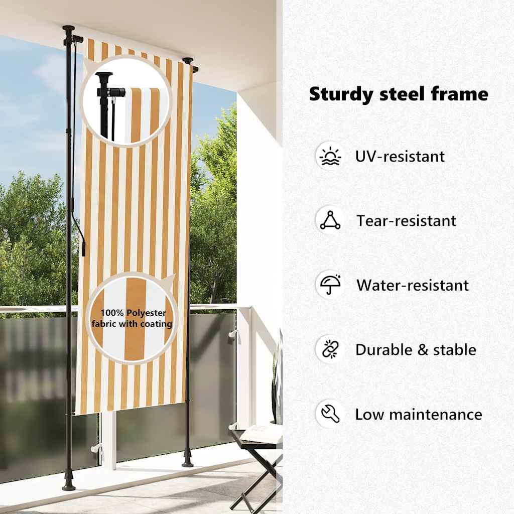 vidaXL Outdoor Roller Blind Orange and White 100x270 cm Fabric&Steel