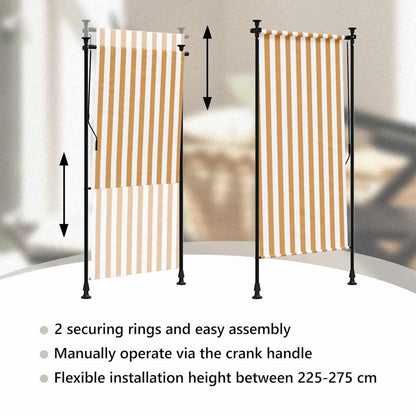 vidaXL Outdoor Roller Blind Orange and White 100x270 cm Fabric&Steel