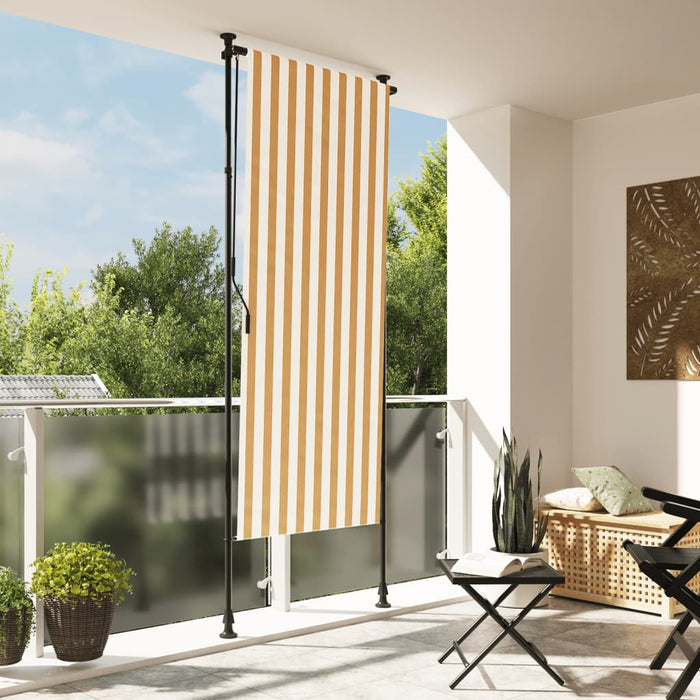 vidaXL Outdoor Roller Blind Orange and White 100x270 cm Fabric&Steel