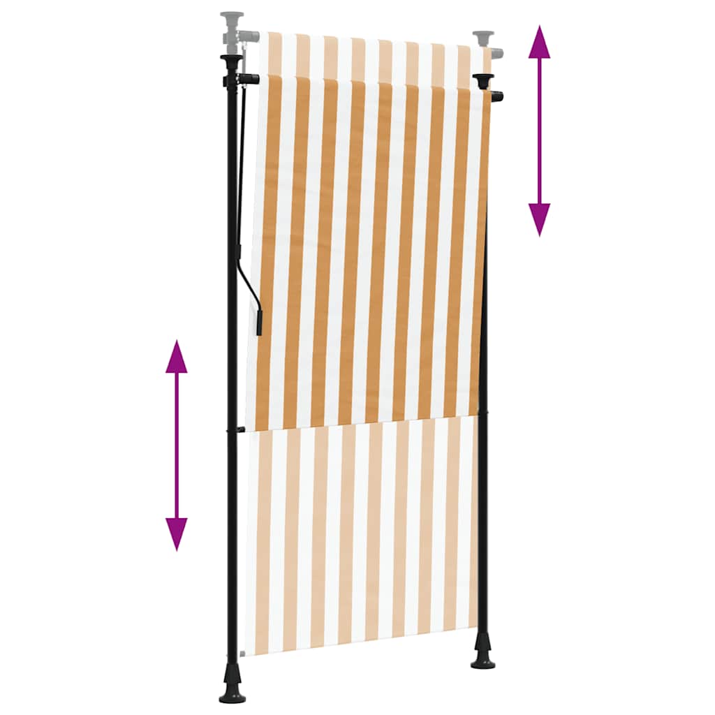 vidaXL Outdoor Roller Blind Orange and White 120x270 cm Fabric&Steel