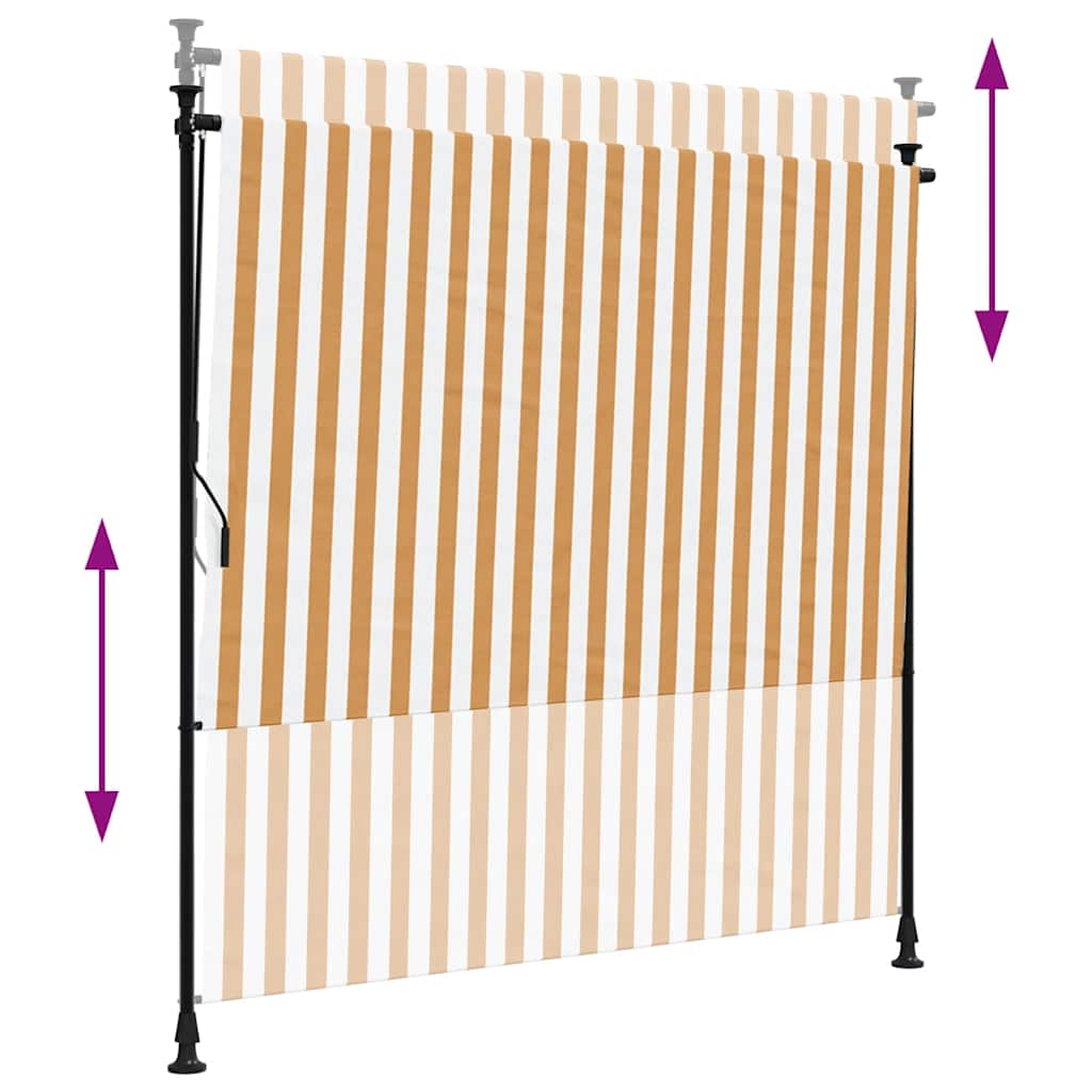 vidaXL Outdoor Roller Blind Orange and White 150x270 cm Fabric&Steel