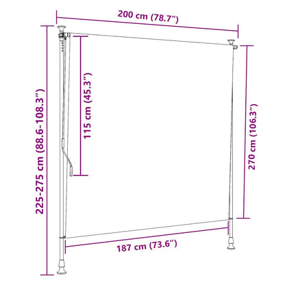 vidaXL Outdoor Roller Blind Orange and White 200x270 cm Fabric&Steel